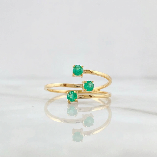 Anillo Puntas De Orion Esmeraldas 22pts 1.4gr / T8 / Oro Amarillo 18K