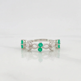 Anillo Flores Esmeraldas 39Pts 2.05 g / T7 Plata 925