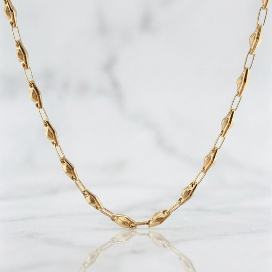 Cadena Rustica Rombo Abultado 11.6g / 60cm / 4.5mm Oro Amarillo 18K