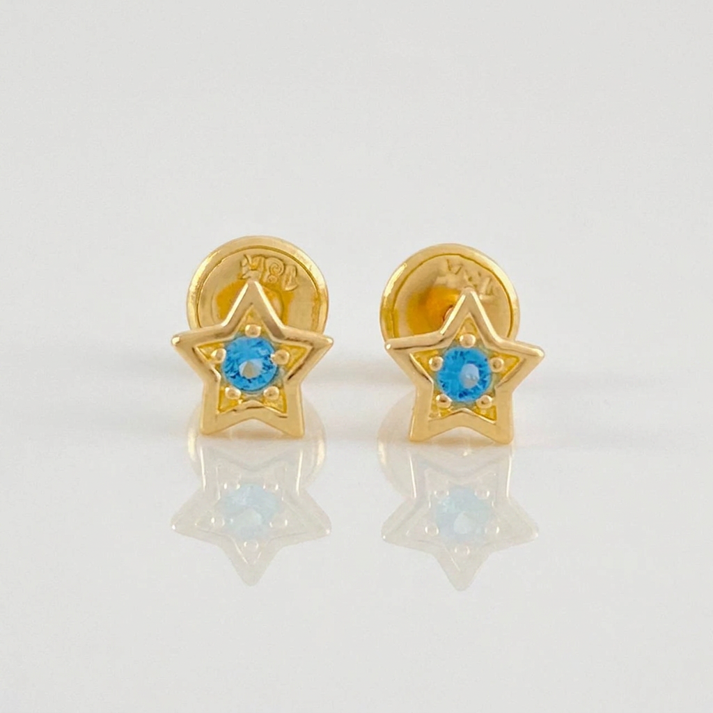 Topos Estrella Tupida 0.7g / 5.8mm Oro Amarillo 18K