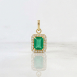 Dije Rectangulo Tupido Esmeralda 1,5qts 2.45gr / 2.2cm / Oro Amarillo 18K %