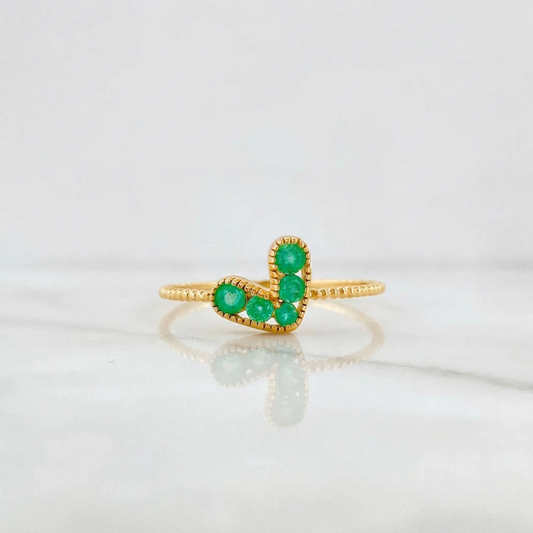 Anillo Corazon Esmeraldas 25 Pts 1 g / T6 Oro Amarillo 18K