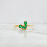 Anillo Corazon Esmeraldas 25 Pts 1 g / T6 Oro Amarillo 18K