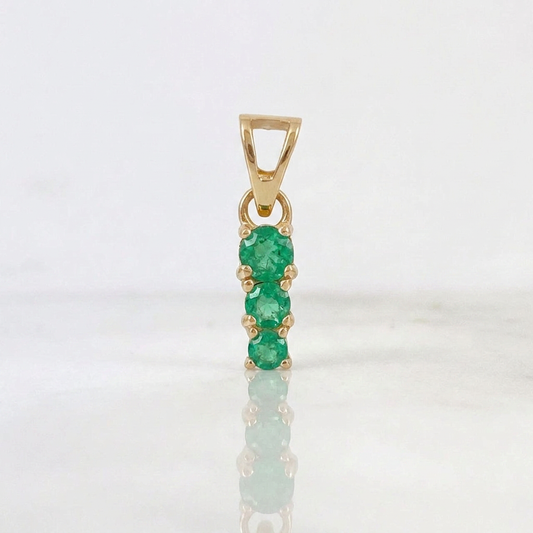 Dije Trio Degrade Esmeraldas 10Pts 0.55gr / 1.5cm / Oro Amarillo 18K %
