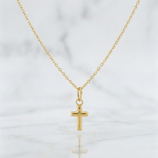 Set Cadena Aro Seguido + Dije Cruz / 1.2g / 45cm Oro Amarillo 18K