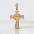 Dije Cruz Rostro de Cristo 16.7 g / 6.4 cm Dos Oros Amarillo Blanco 18K