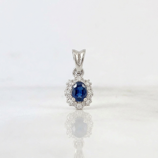 Dije Halo Zafiro 0.85gr / 1.3cm / Oro Blanco 18K %