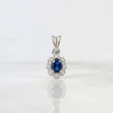 Dije Halo Zafiro 0.85gr / 1.3cm / Oro Blanco 18K %