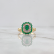 Anillo Rectangulo Tupido 4.05gr / T6 1/4 / Esmeraldas 58 Pts Diamantes 12 Pts Oro Amarillo 18K (Joya)
