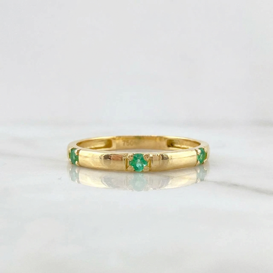 Anillo Apilable Esmeraldas 9pts 1.55g / T6 1/4 Oro Amarillo 18K