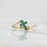 Anillo Cruz Eco Esmeraldas 15pts 1gr / T6 3/4 / Oro Amarillo 18K %