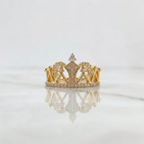 Anillo Corona Triangulos 3gr / T6 / Circones Blancos Oro Amarillo 18K