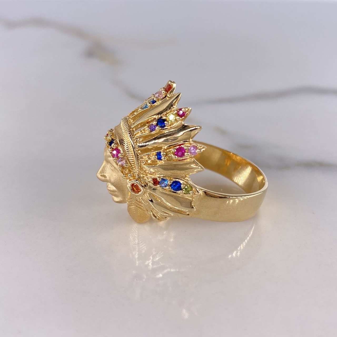 Anillo Indio 12.15gr / T10 1/2 / Circones Colores Oro Amarillo $