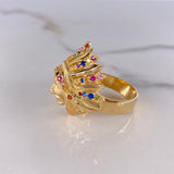 Anillo Indio 12.15gr / T10 1/2 / Circones Colores Oro Amarillo $