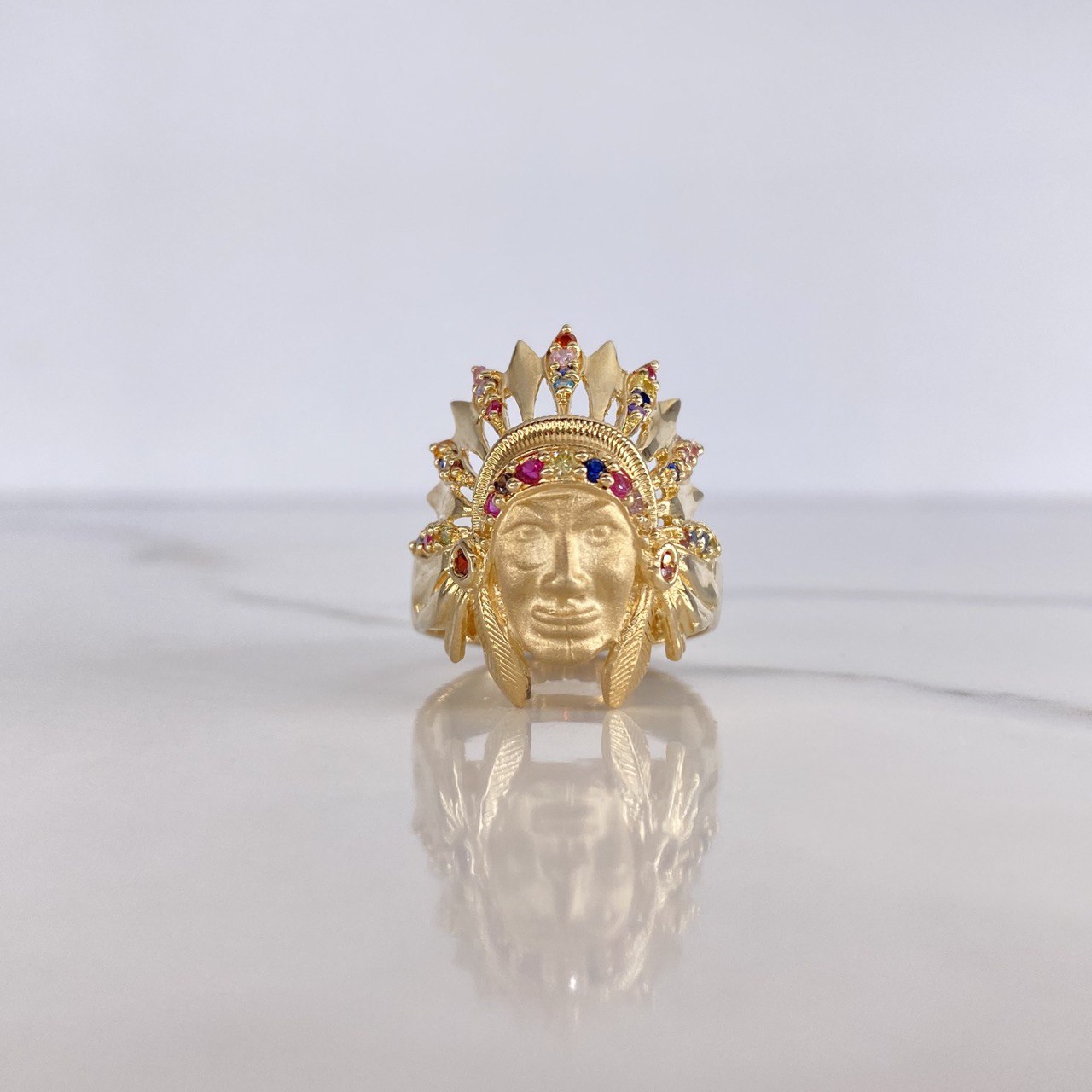 Anillo Indio 12.15gr / T10 1/2 / Circones Colores Oro Amarillo $