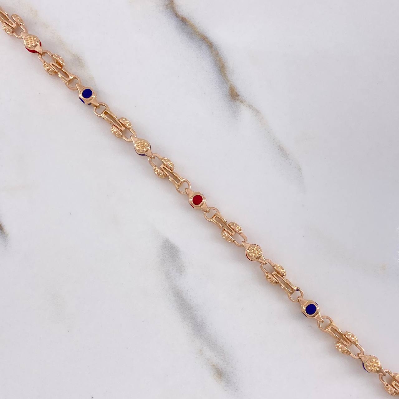Pulso Rustico 13.85gr / 19.5cm / Cauchos Rojos Azules Oro Rosa &