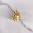 Anillo Indio 11.65gr / T9 3/4 / Circones Colores Oro Amarillo $