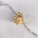 Anillo Indio 11.65gr / T9 3/4 / Circones Colores Oro Amarillo $