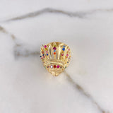 Anillo Indio 11.65gr / T9 3/4 / Circones Colores Oro Amarillo $