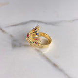 Anillo Indio 11.65gr / T9 3/4 / Circones Colores Oro Amarillo $
