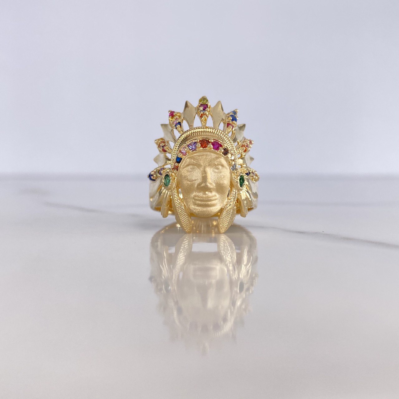 Anillo Indio 11.65gr / T9 3/4 / Circones Colores Oro Amarillo $