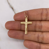 Dije Cruz Cristo 1.25gr / 3.5cm / Baston Rayado Oro Amarillo &