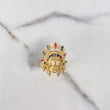Anillo Indio 11.85gr / T9 1/2 / Circones Verdes Fucsias Azules Oro Amarillo $