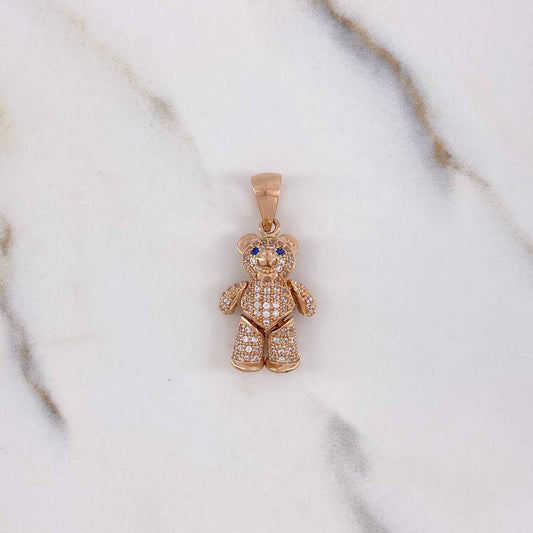 Dije Oso Articulado 4.65gr / 3cm / Circones Blancos Azules Oro Rosa &