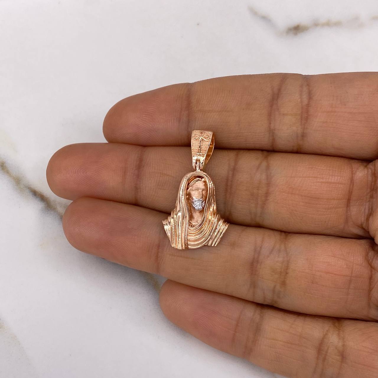 Dije Rostro Cristo 3.35gr / 2.7cm / Dos Oros Blanco Rosa 18K #
