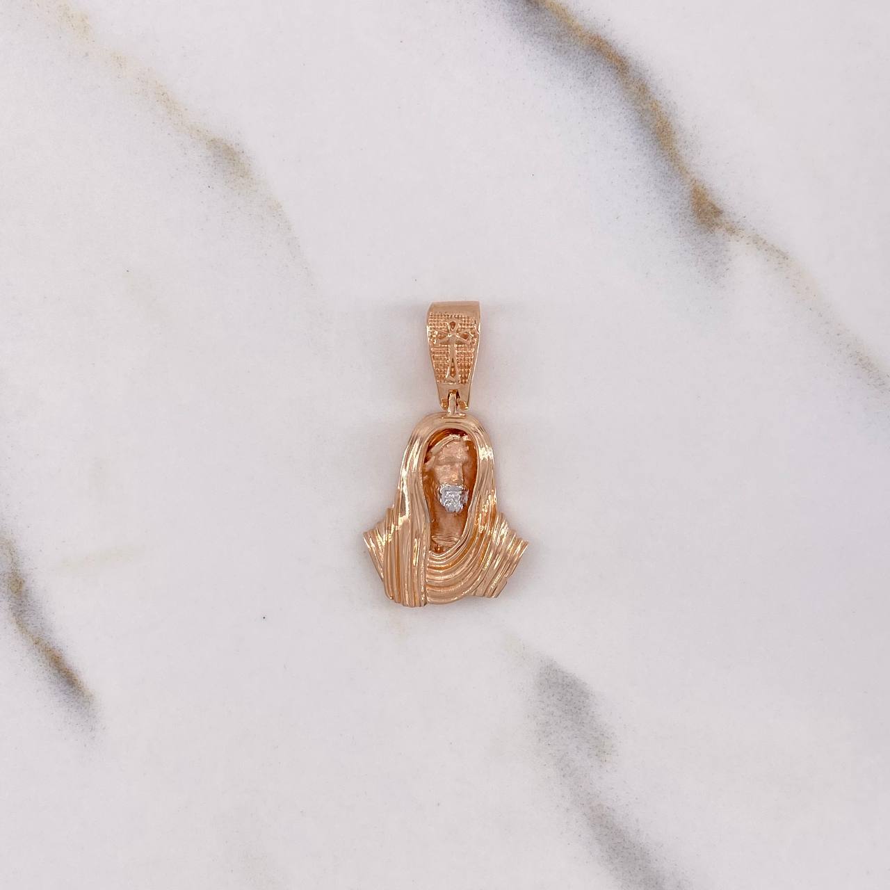 Dije Rostro Cristo 3.35gr / 2.7cm / Dos Oros Blanco Rosa 18K #