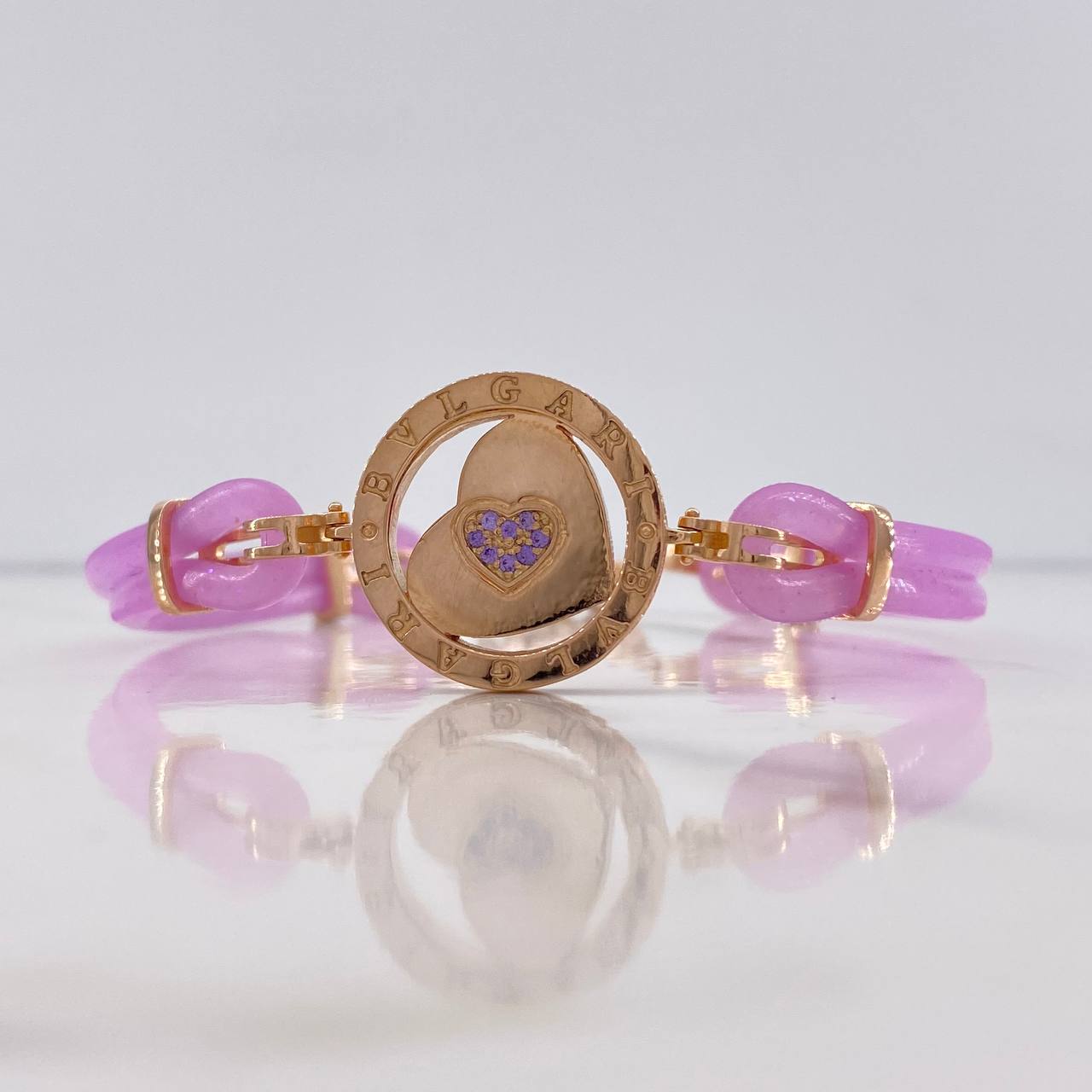 Pulso BV 12.75gr / 21cm / Cauchos Lila Circones Morados Oro Rosa $