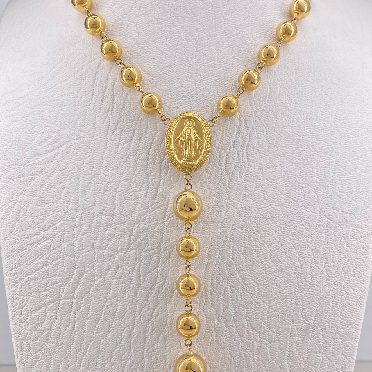 Rosario Virgen del Carmen 29.4gr / 70cm / 8mm-10mm Bolas Lisas Oro Amarillo $