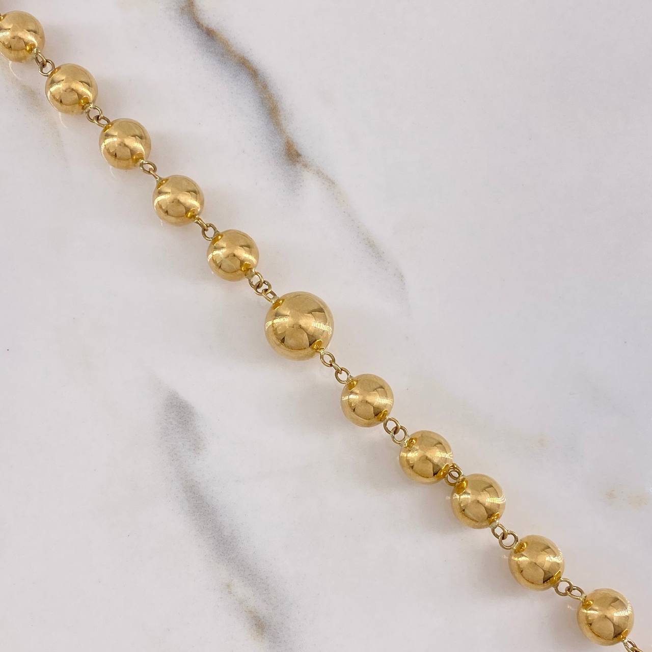 Rosario Virgen del Carmen 29.4gr / 70cm / 8mm-10mm Bolas Lisas Oro Amarillo $