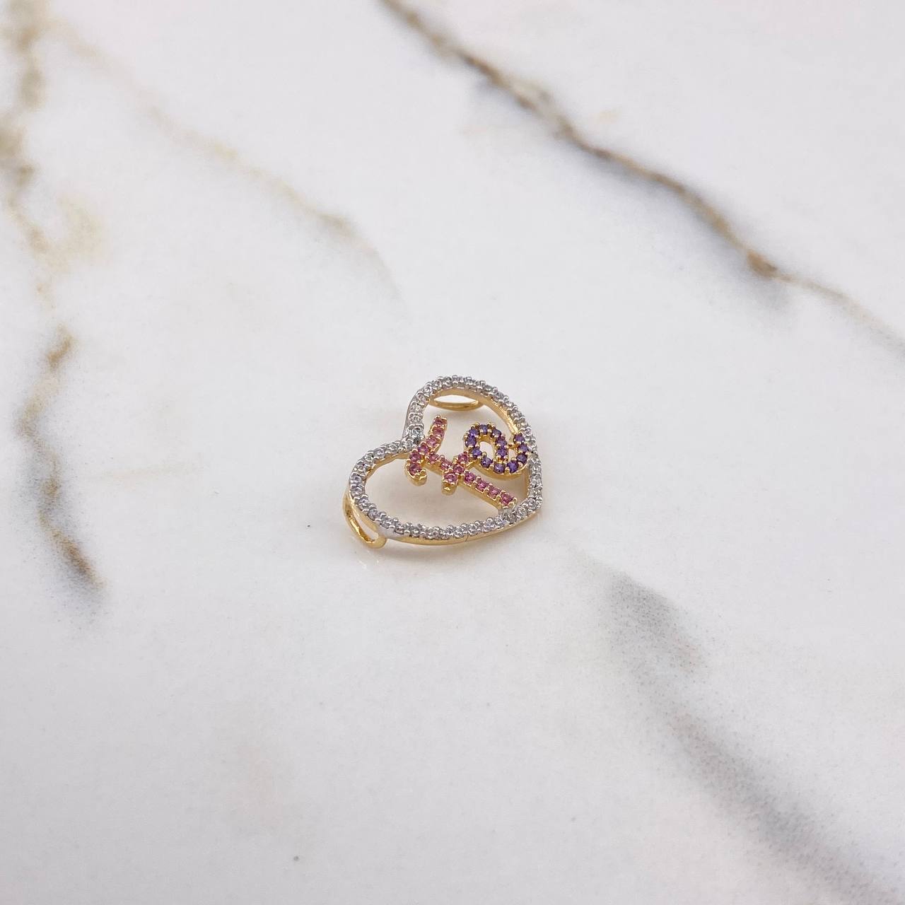 Dije Fe Corazon 1.55gr / 1.5cm / Circones Blancos Rosados Lila Oro Amarillo $