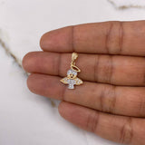 Dije Angel 1.3gr / 2cm / Circones Blancos Dos Oros Amarillo Blanco $