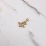 Dije Angel 1.3gr / 2cm / Circones Blancos Dos Oros Amarillo Blanco $