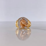 Anillo Herradura Caballo 8gr / T8 1/2 / Circones Blancos Tres Oros $