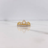 Anillo Corona Corazones 2.65gr / T7 / Circones Blancos Dos Oros Amarillo Blanco $