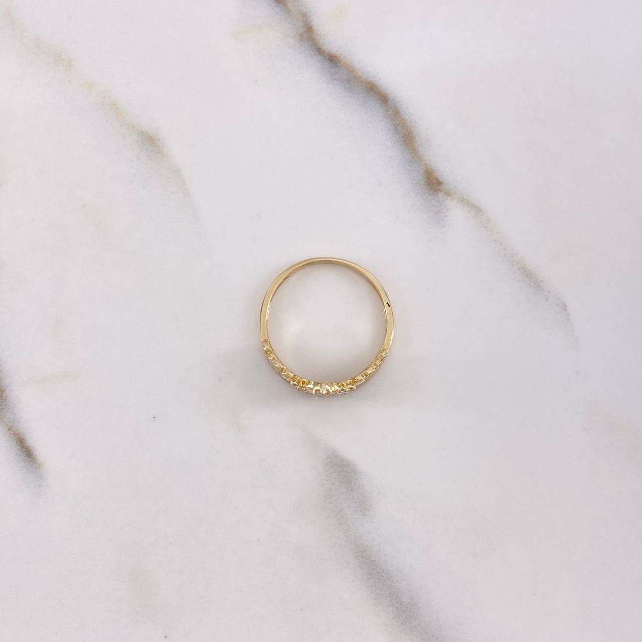 Anillo Corona Corazones 2.65gr / T7 / Circones Blancos Dos Oros Amarillo Blanco $