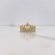 Anillo Corona Corazones 15s 3.35gr / T7 1/4 / Circones Blancos Dos Oros Amarillo Blanco $