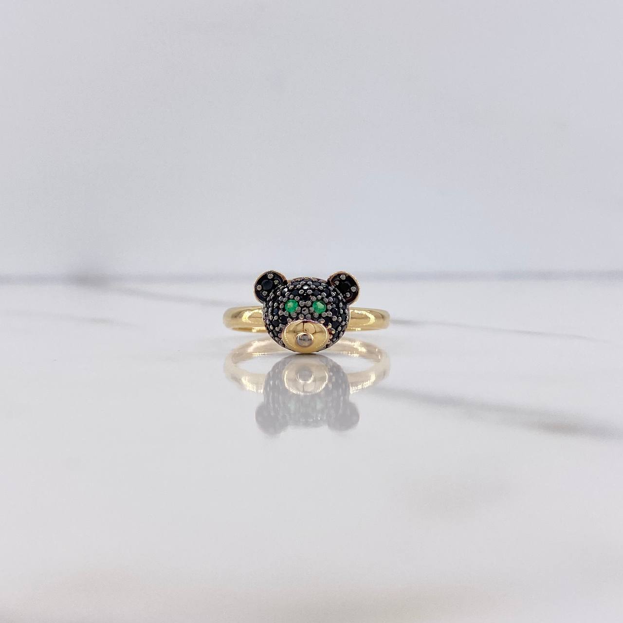 Anillo Rostro Oso 2.6gr / T7 / Circones Negros Verdes Oro Amarillo $