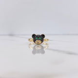 Anillo Rostro Oso 2.6gr / T7 / Circones Negros Verdes Oro Amarillo $