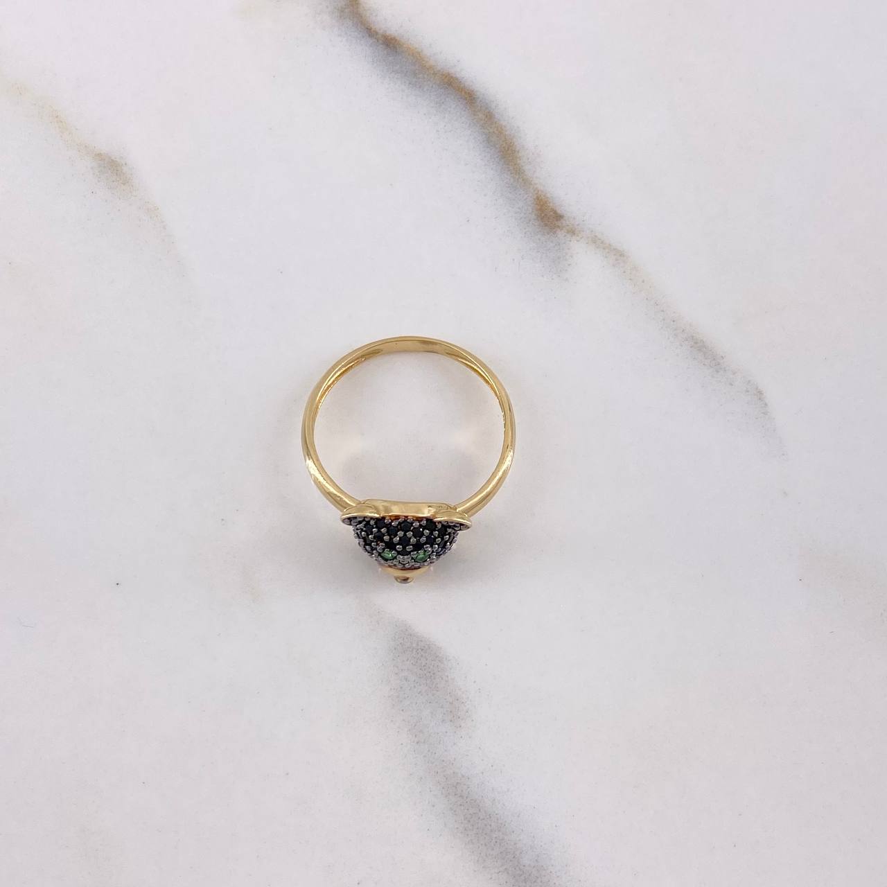 Anillo Rostro Oso 2.6gr / T7 / Circones Negros Verdes Oro Amarillo $