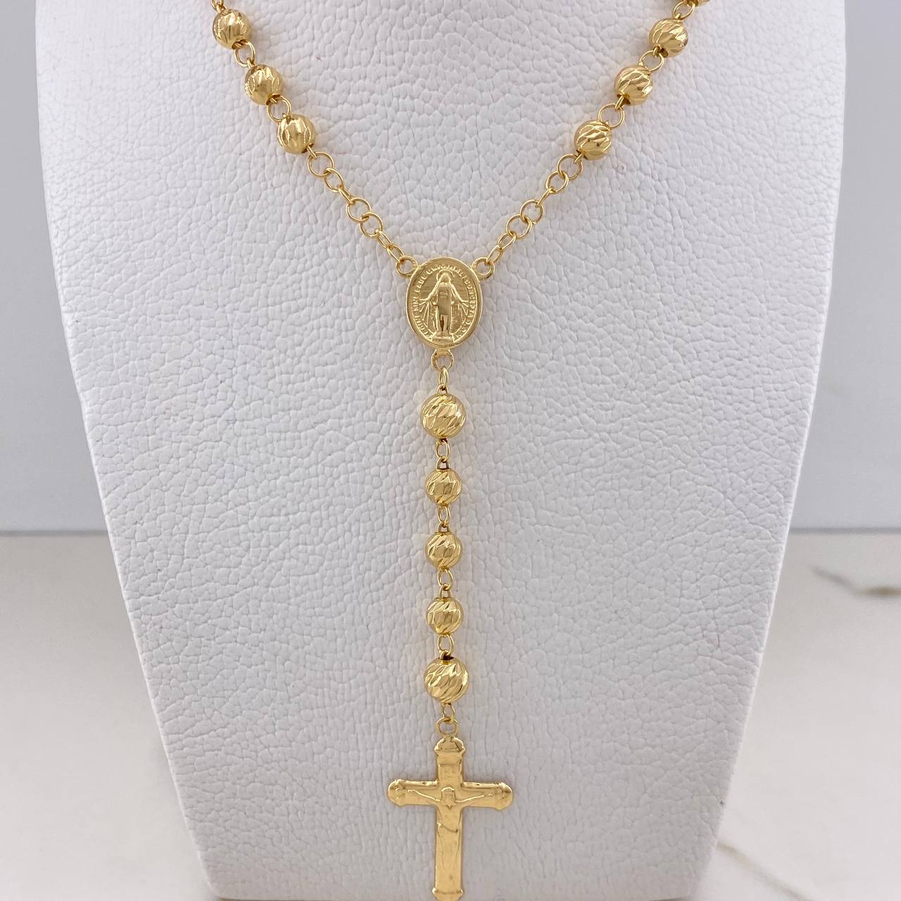 Rosario Virgen Milagrosa 18gr / 60cm / 5mm-6mm Bolas Diamantadas Oro Amarillo $