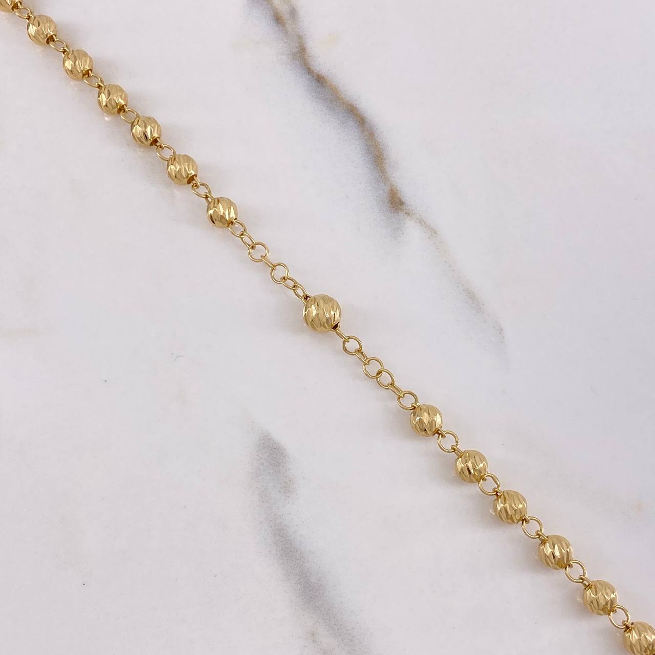 Rosario Virgen Milagrosa 18gr / 60cm / 5mm-6mm Bolas Diamantadas Oro Amarillo $