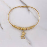 Pulso Aro Oso 7.95gr / 18cm / 5mm-6mm Bolas Diamantadas Circones Blancos Oro Amarillo $
