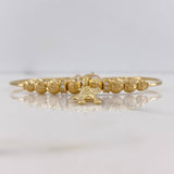 Pulso Aro Oso 7.95gr / 18cm / 5mm-6mm Bolas Diamantadas Circones Blancos Oro Amarillo $