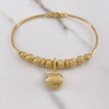 Pulso Aro Corazon 7.9gr / 17cm / 5mm-6mm Bolas Diamantadas Circones Blancos Oro Amarillo $