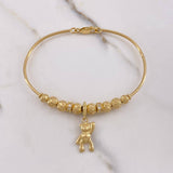 Pulso Aro Oso 7.95gr / 18cm / 5mm-6mm Bolas Diamantadas Circones Blancos Oro Amarillo $