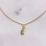 Tobillera Espiga 3.2gr / 25cm / 1.4mm Infinito-Virgen-Corazon Circones Verdes Oro Amarillo &
